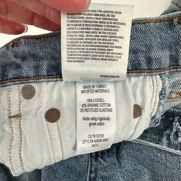 Agolde Blue Nico Distressed Split Hem Button Fly High Rise 26 Denim Jeans - Picture 7 of 8